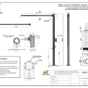 Bản Vẽ Trụ Thép Cao 6m, 8m Lắp Camera, Cần Tay Vươn 3m, 4m